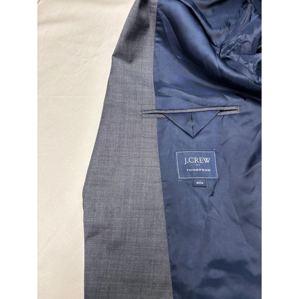 J.Crew Thompson Mens 40S Grey 100% Wool Two Button Suit Jacket Blazer G1730